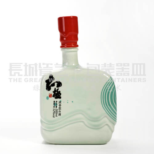 长城瓷艺陶瓷酒瓶原创设计-太极酒(青色)产品图